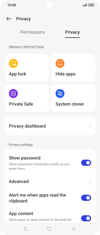 Press Privacy dashbord.