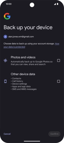 Press the fields next to the required data types to select them.