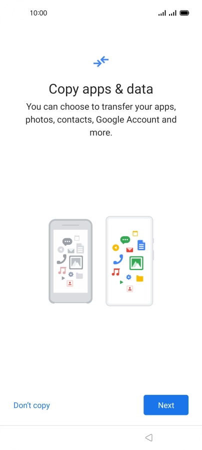 You can transfer the contents of another phone to your phone when it's activated for the first time and after a factory reset. When this screen is displayed, your phone is ready to transfer contents from another phone.