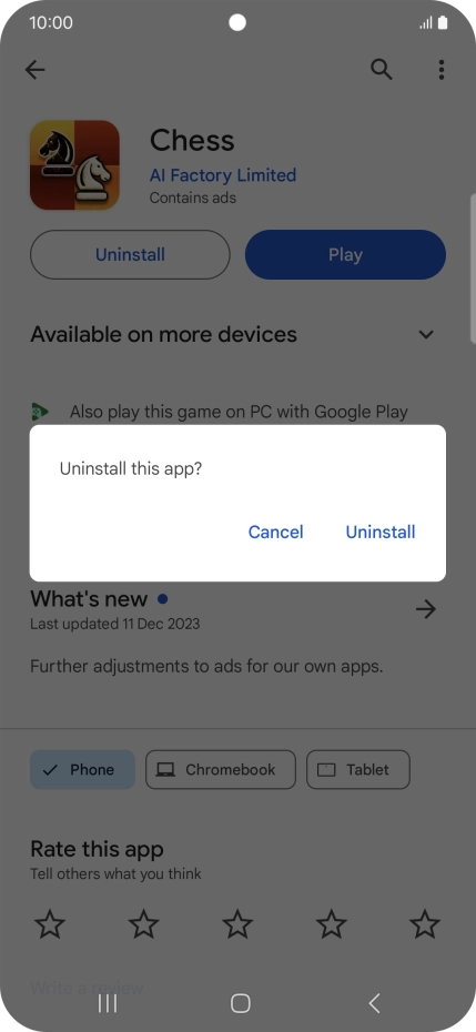 Press Uninstall.