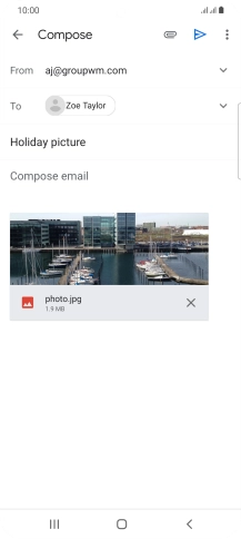 Press the text input field and write the text for your email message.