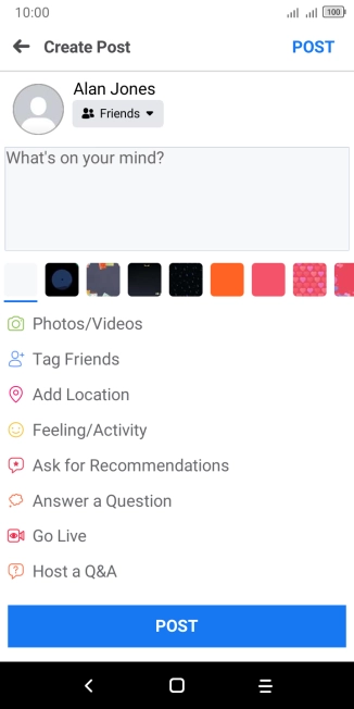 Press the text input field and key in the required text.