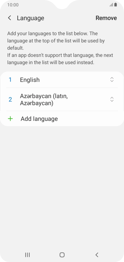 To subsequently select another language as the default language, press the move icon next to the required language and drag it to the top of the list.