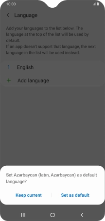 To select the new language as the default phone language, press Set as default.