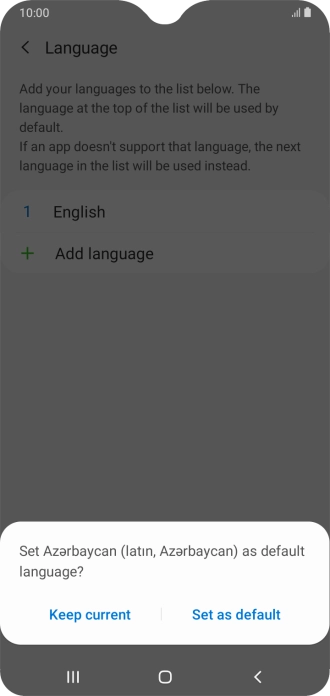 To select the new language as the default phone language, press Set as default.