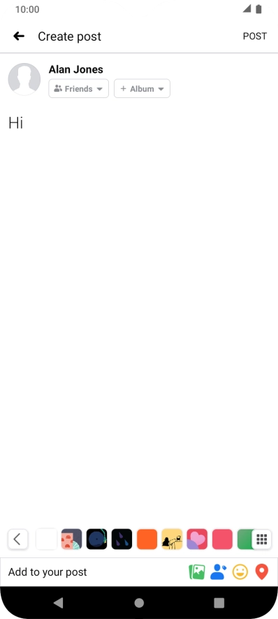 Write the required text and press POST.