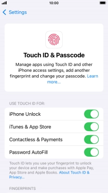 Press the indicators next to the required settings to turn them on or off.