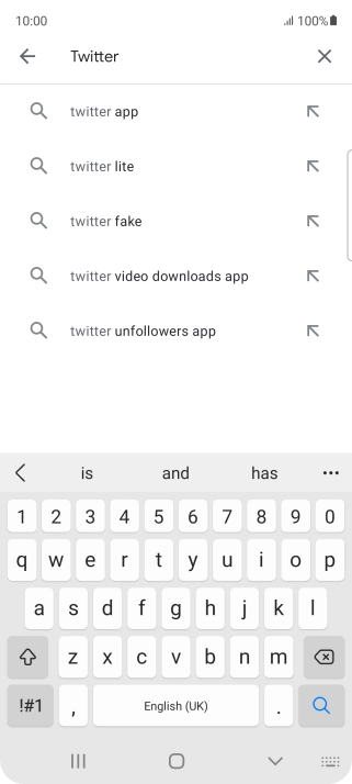 Key in Twitter and press the search icon.