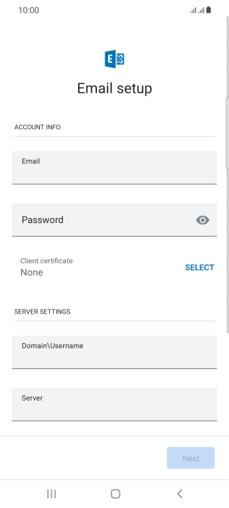 Press Password and key in the password for your email account.
