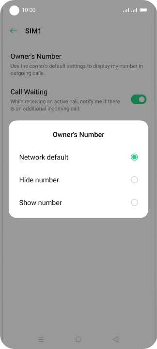 Press Show number to turn on caller identification.