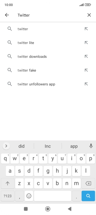 Key in Twitter and press the search icon.