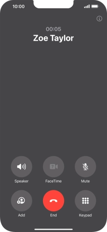 Press the end call icon to end the call and return to the home screen.