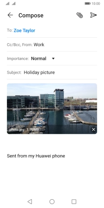Press the text input field and write the text for your email message.