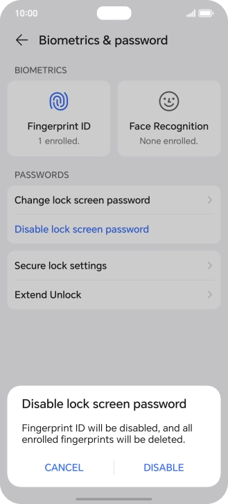 Press DISABLE.