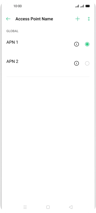 Press the field next to the data connection to activate it.