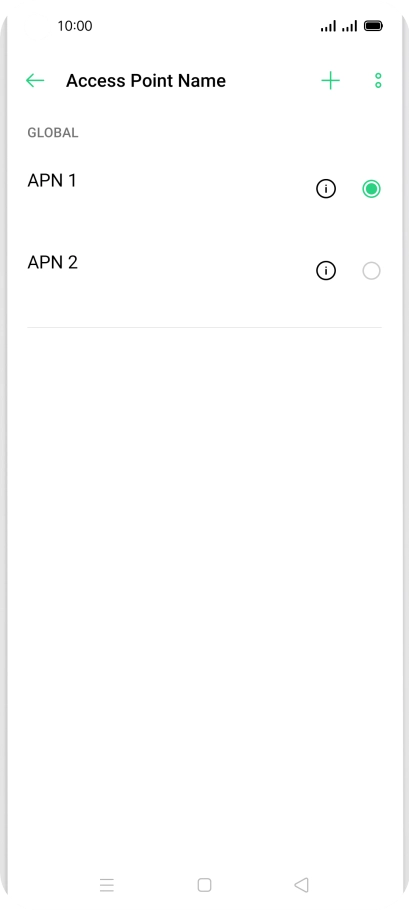 Press the field next to the data connection to activate it.