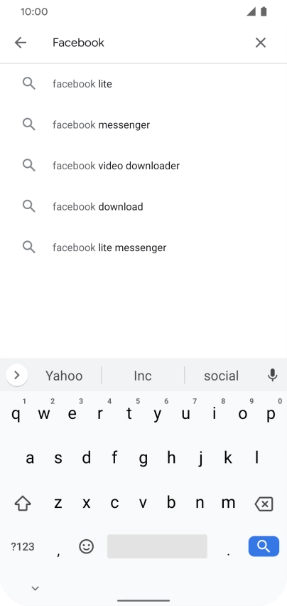 Key in Facebook and press the search icon.
