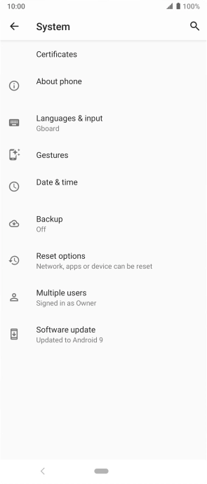 Press Reset options.