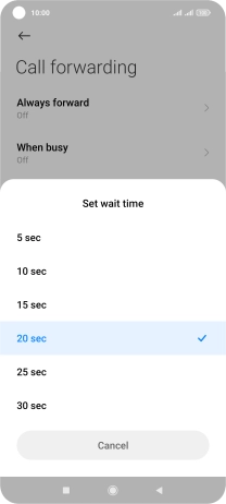 If you divert missed calls, you need to select a delay for the divert. Press the required delay and follow the instructions on the screen to select a delay for the divert.