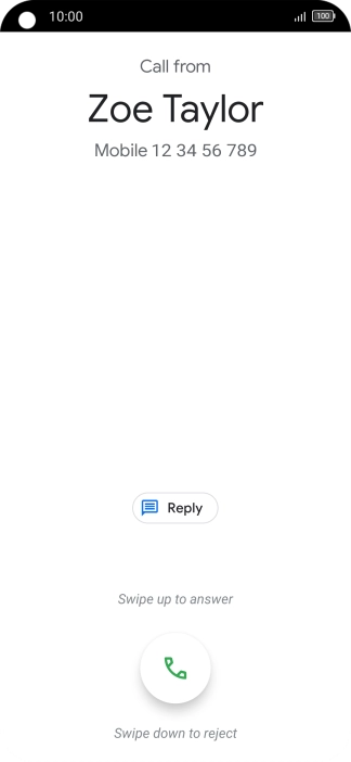 Press and drag the accept call icon upwards.