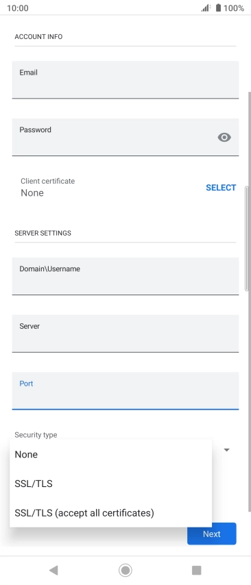 Press the required setting.