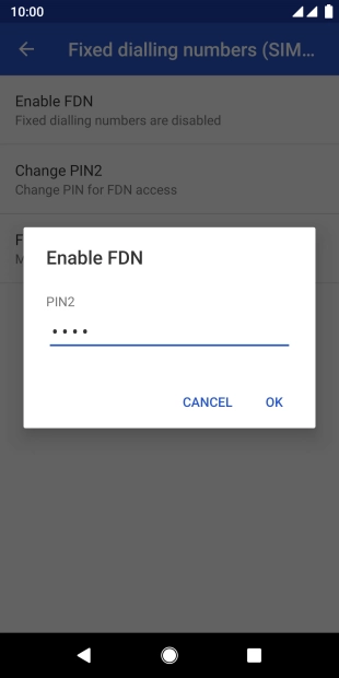 Key in your PIN2 and press OK. The default PIN2 is 1111.