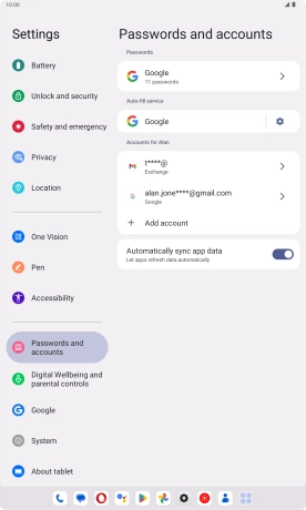 Press the required email account.