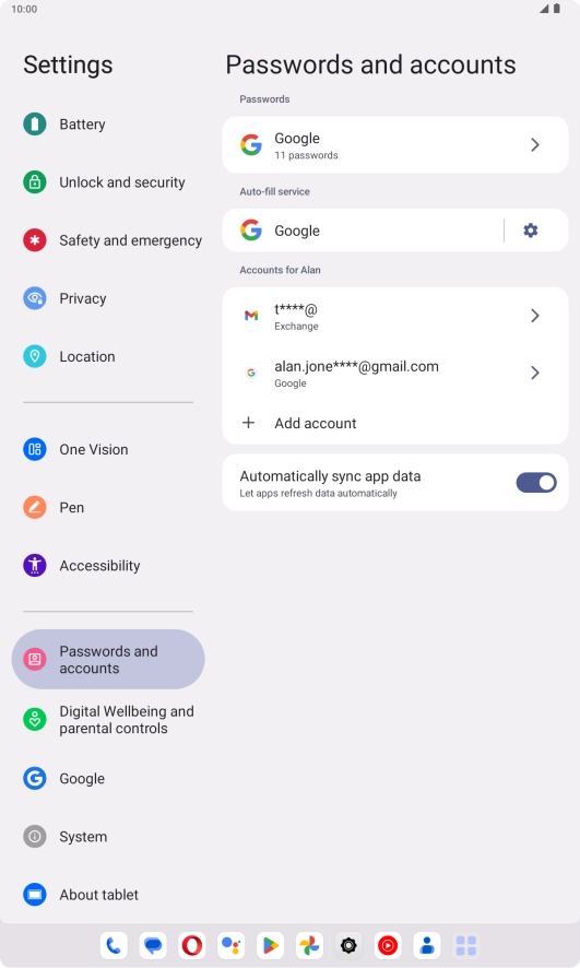 Press the required email account.