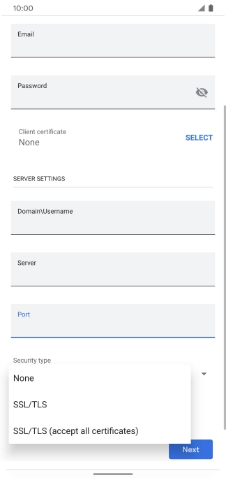 Press the required setting.