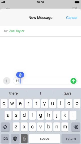 Press the microphone icon to end dictation.