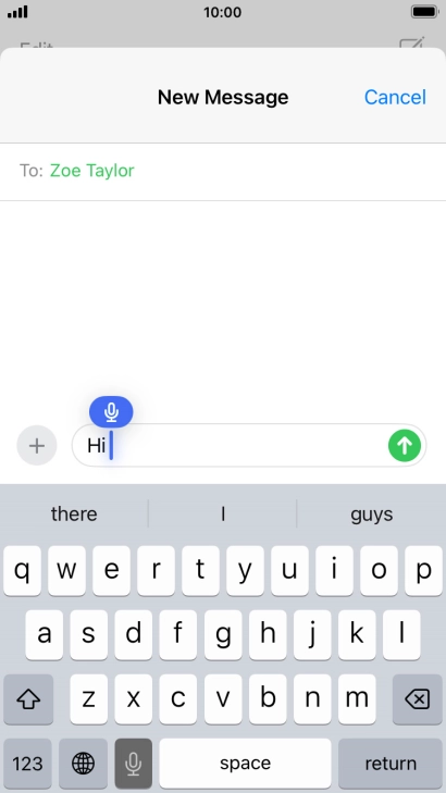 Press the microphone icon to end dictation.