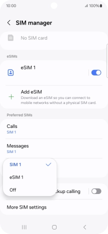 Press the required setting.