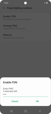 Key in your PIN2 and press OK. The default PIN2 is 1111.