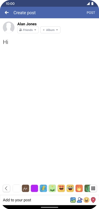 Write the required text and press POST.