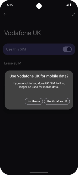 Press the required setting.
