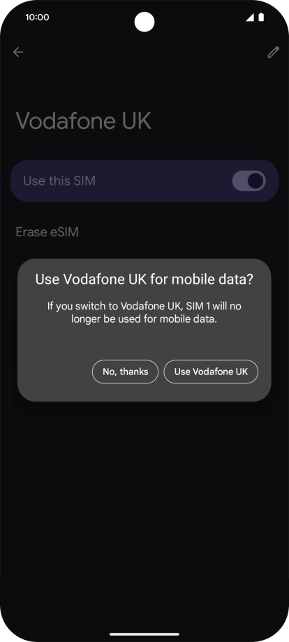 Press the required setting.