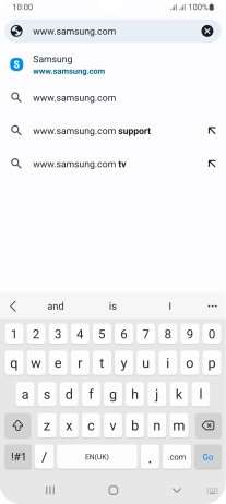 Key in the address of the required web page and press Go.