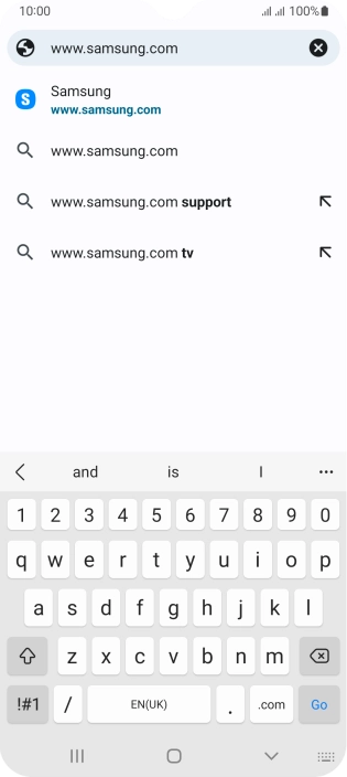 Key in the address of the required web page and press Go.
