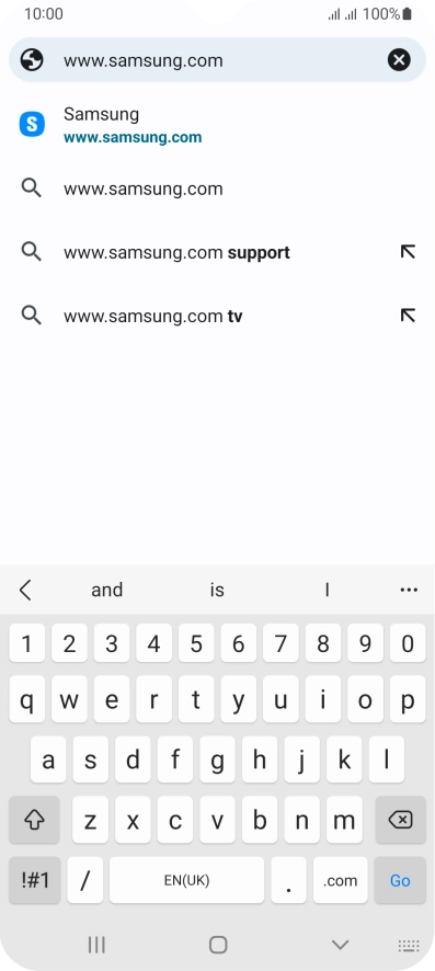 Key in the address of the required web page and press Go.