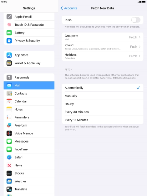 If you turn off the function, press the required setting.
