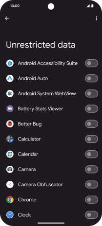 Press the indicators next to the required apps to turn the function on or off.