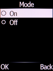 Select Off and press the Left selection key to turn off fixed dialling.