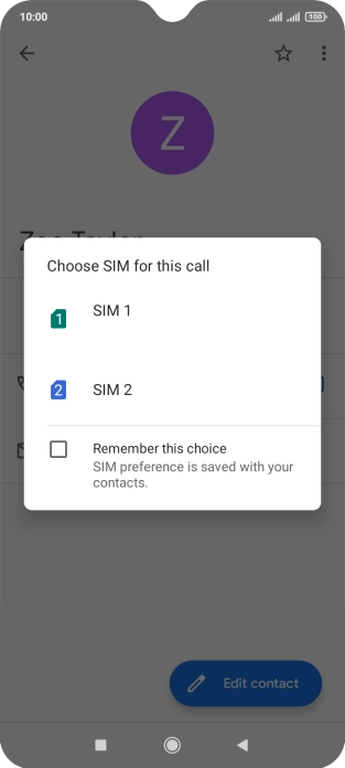 Press the required SIM.
