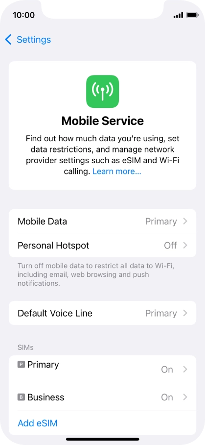 Press Mobile Data.