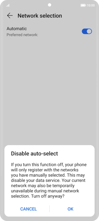 Press OK and your phone will search for networks.