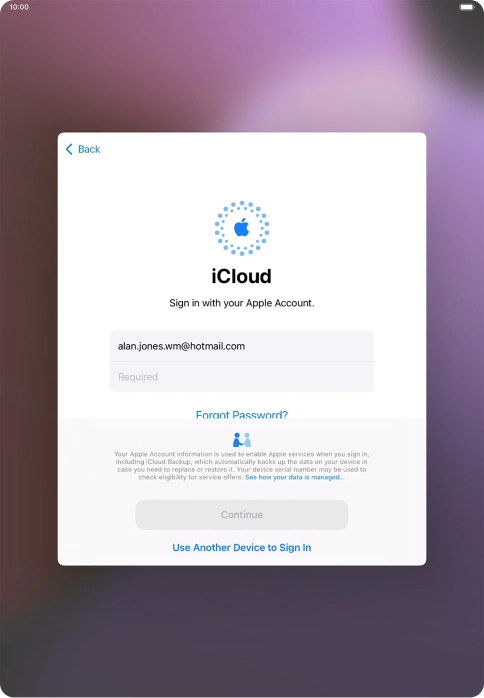 Press Required and key in the password for your Apple ID.