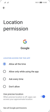 Press the required setting.
