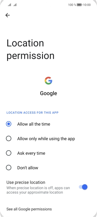 Press the required setting.