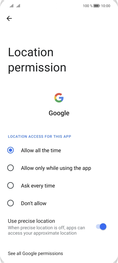 Press the required setting.