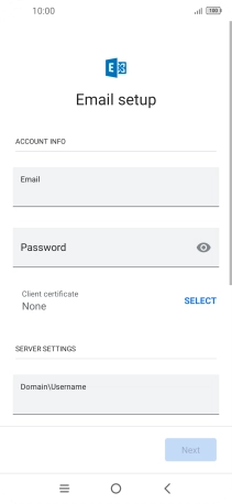 Press Password and key in the password for your email account.